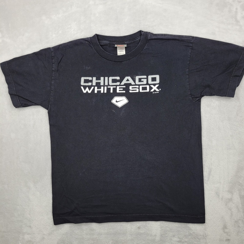 Chicago White Sox Shirt Boys XL Baseball Team Southside Swoosh Black Youth Kids*